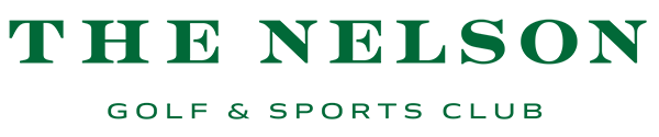 Green text logo reads The Nelson Golf & Sports Club on a light background.