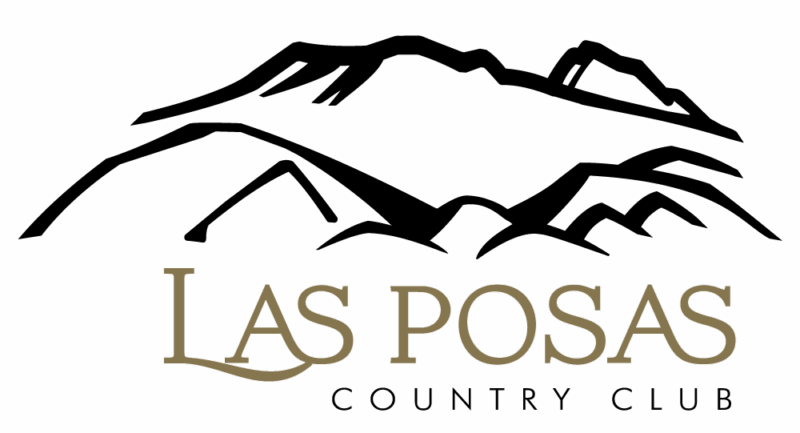 Stylized mountain outline above the words Las Posas Country Club in bold and elegant font.