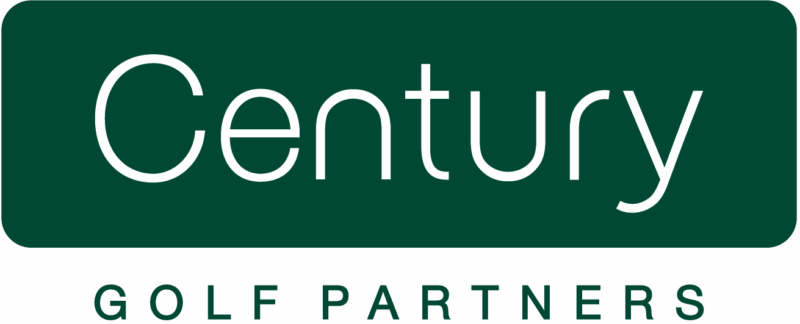 Century Golf Partners logo with white text on a dark green background.