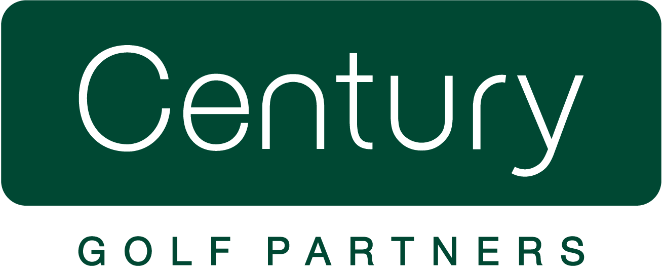 Century Golf Partners logo with white text on a dark green background.